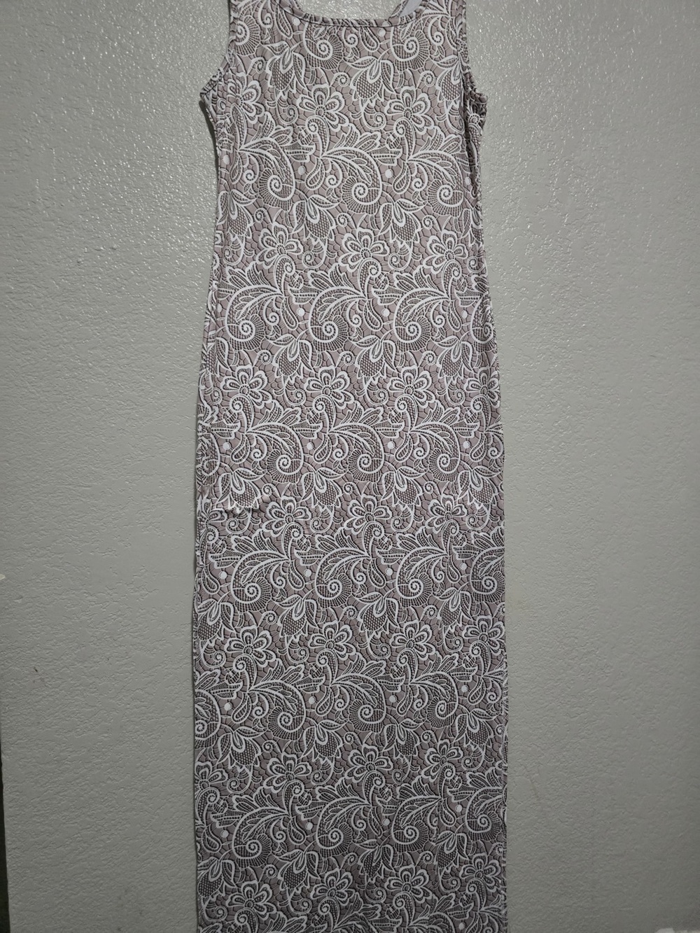 Sleeveless White Lace Overlay Evening Dress